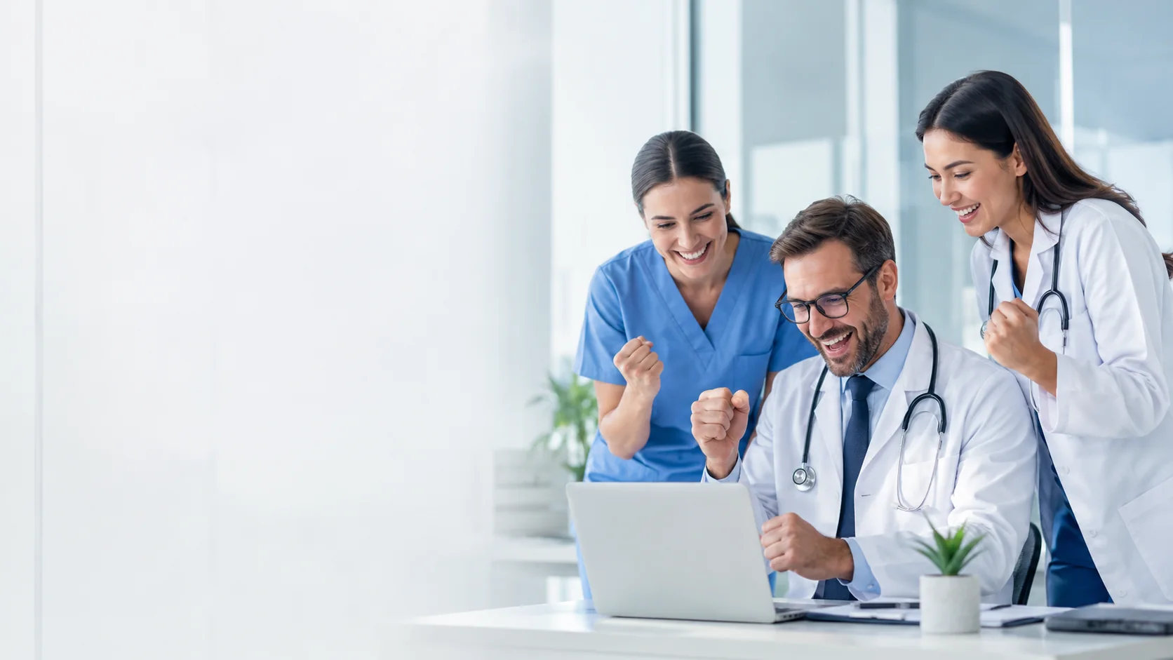 Medical team celebrating new patient leads received through local search